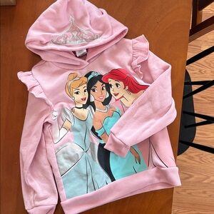 Little Girls Disney Princess Sweatshirt with Crown Hood